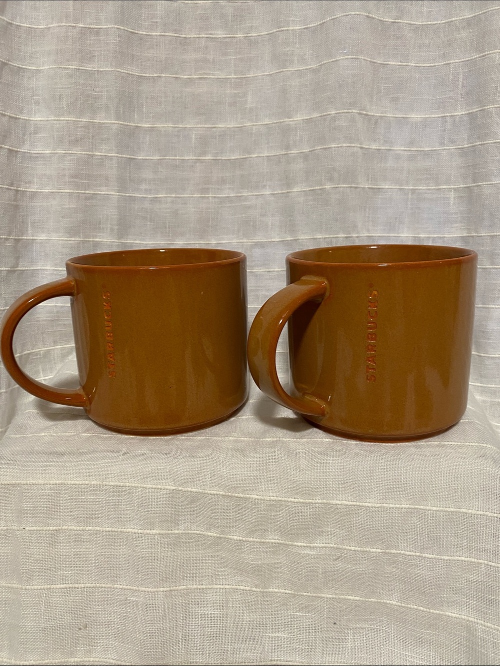 Starbucks Rust Brown Ceramic Mug Pair